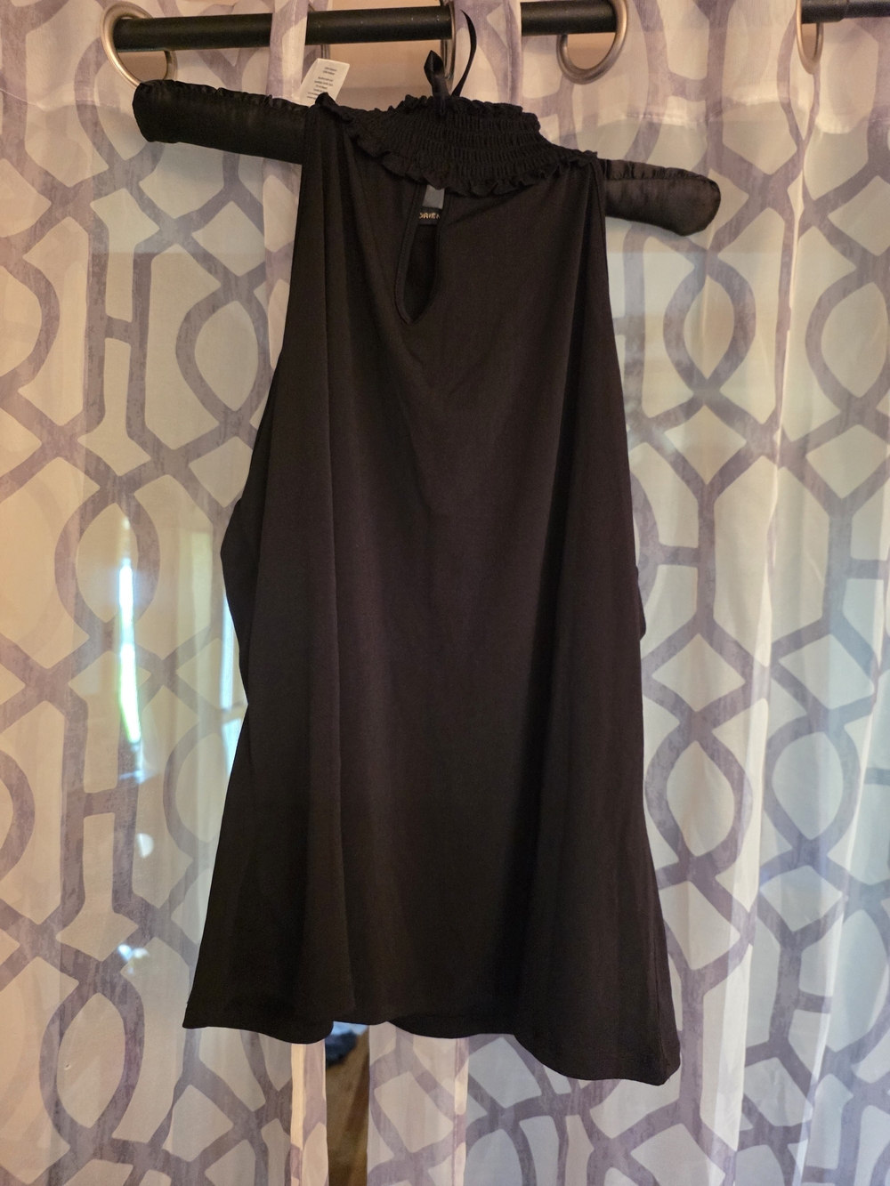 Adrienne Vittadini Black Smocked Halter Camisole